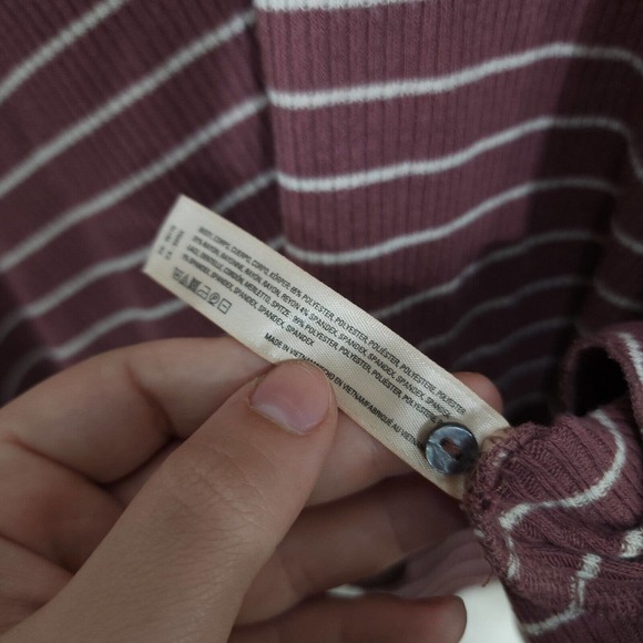 Anthropologie Womens Sleep Shirt Campground Maroon Striped Thermal Henley Top S - Picture 9 of 12